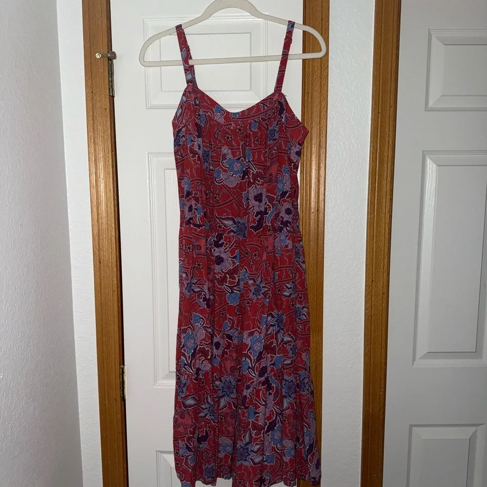 Knox Rose Vibrant Red and Blue Midi Dress - Picture 1 of 1